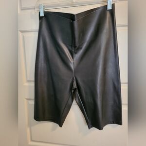 LOFT High Waist Black Faux Leather Biker Shorts In M. NWOT!